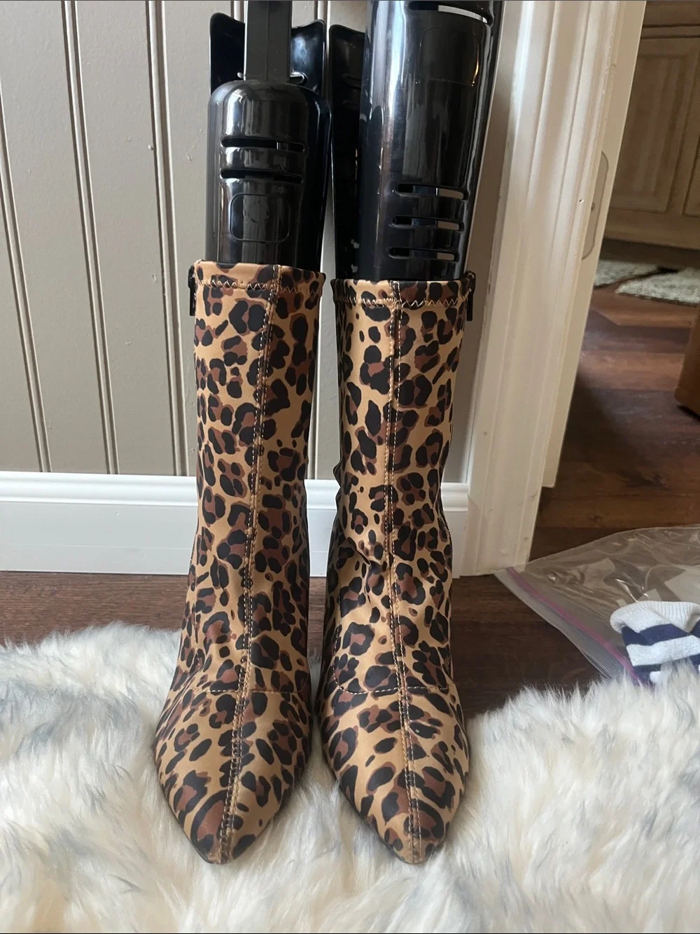 Mix No. 6 Leopard-Print Pointed Toe Ankle Boots